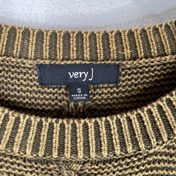 Very J Tunic Sweater Dress Size Small Olive Cable Knit‎ Crewneck Pullover Cotton - Picture 5 of 11